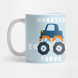 Vector illustration of monster truck with cartoon style. Mug